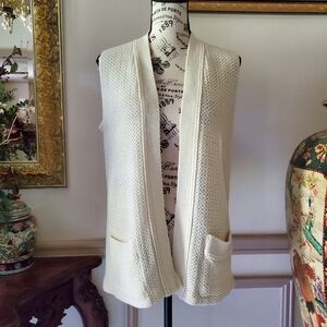 Vintage Cream Knit Boho Sweater Vest